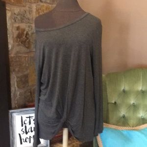 Charcoal long sleeve knotted top